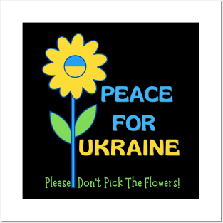 Peace For Ukraine, a nostalgic sunflower hippie message Posters and Art